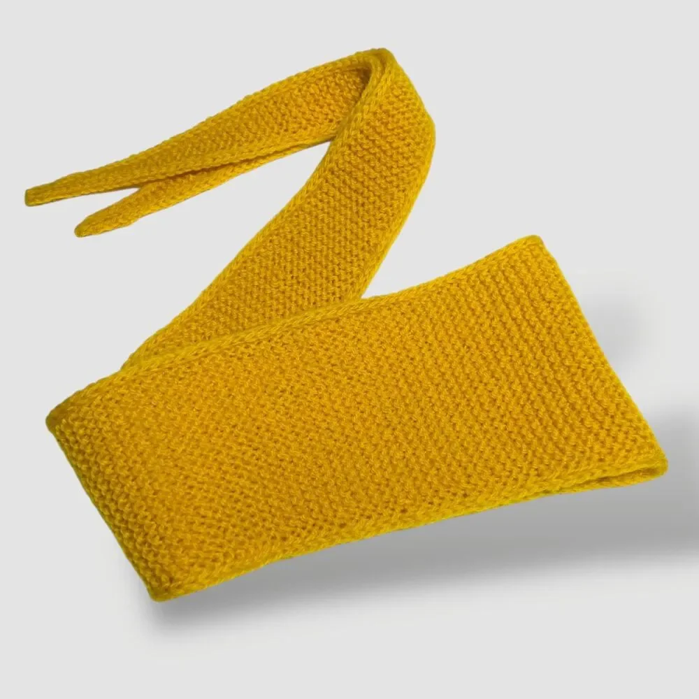Sophie Scarf 100% Peruvian Wool Yellow Neck Warmer Neckerchief Hand Knitted